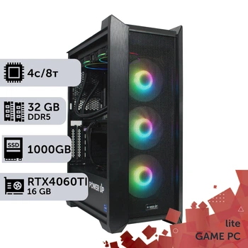 Игровой компьютер GamePC Lite #280 Core i3 14100F / 32GB / SSD 1TB / GeForce RTX 4060Ti 16GB геймерский системный блок для киберспорта и стриминга