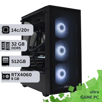 Игровой компьютер GamePC Ultra #327 Core i5 14600K / 32 GB / SSD 512GB / GeForce RTX 4060 8GB геймерский системный блок для киберспорта и стриминга