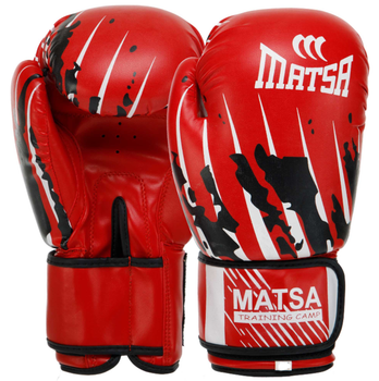 Перчатки боксерские тренировочные на липучке Matsa Training Camp 7300 размер 12 унции Red-Black