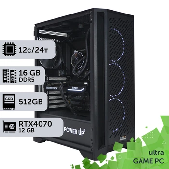 Игровой компьютер GamePC Ultra #204 Ryzen 9 7900x / 16 GB / SSD 512GB / GeForce RTX 4070 12GB геймерский системный блок для киберспорта и стриминга