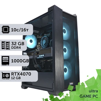 Игровой компьютер GamePC Ultra #211 Core i5 13400F / 32GB / HDD 1TB / SSD 1TB / GeForce RTX 4070 12GB геймерский системный блок для киберспорта и стриминга