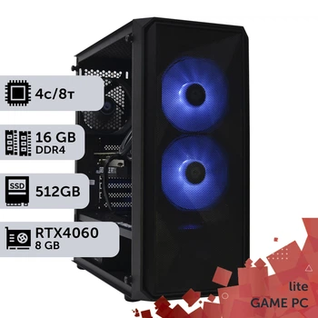 Игровой компьютер GamePC Lite #215 Core i3 12100F / 16GB / SSD 512GB / GeForce RTX 4060 8GB геймерский системный блок для киберспорта и стриминга