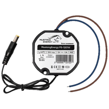 Блок живлення імпульсний Mustang Energy PS-1201W IP67 12Вт 12В 1А 1-канальний у вологозахищеному корпусі Чорний