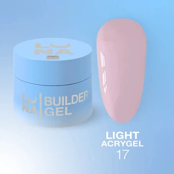 Жидкий гель Light Acrygel LunaMoon №17 (Нежный нюд) для укрепления, выравнивания ногтей, 30 мл