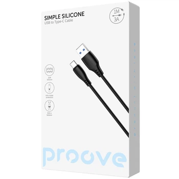 Кабель Proove Simple Silicone USB to Type-C 3A (1m) white