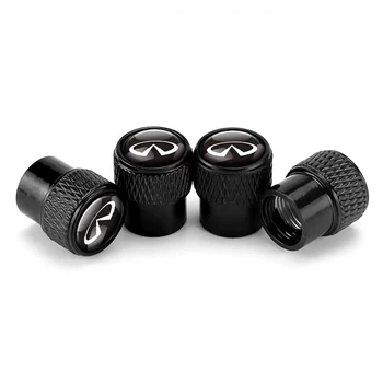 Ковпачки на ніпель із лого Infiniti Alitek Rif Metal Black Інфініті, 4 шт (67852)