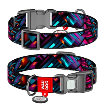 Нашийник WAUDOG Nylon з QR адресником, пластикова пряжка-фастекс "Нескінченні світи" S (4823089375632)
