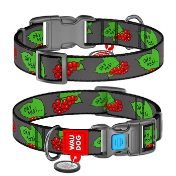 Нашийник WAUDOG Nylon з QR адресником, пластикова пряжка-фастекс "Калина" M (4823089349985)