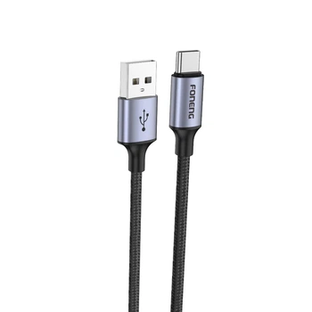 Кабель Foneng X95 USB–Type-C 3 A, 1,2 м — быстрая зарядка QC3.0/PD, прочная нейлоновая оплётка, металлические коннекторы. Идеально подходит для смартфонов и планшетов, обеспечивает надёжную передачу данных и питания