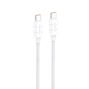 Плетений кабель Foneng XS02 Type-C→Type-C 1,2 м, 3 A, QC3.0/PD – стильний та надійний USB-C кабель для заряджання та передачі даних Білий
