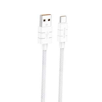 Кабель Foneng XS02 USB–Type-C 3 A, 1,2 м — быстрая зарядка, усиленная нейлоновая оплётка и металлические коннекторы. Надёжный кабель для смартфонов, планшетов и зарядки в автомобиле Белый