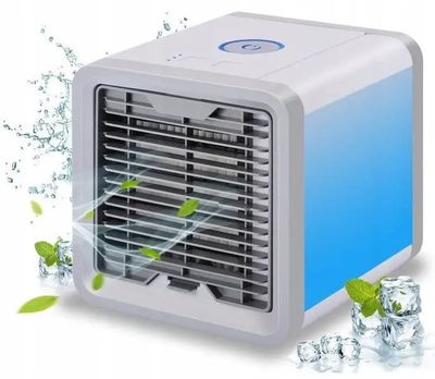 Портативний міні кондиціонер 10Вт Arctic Air Cooler 3в1 з функцією зволоження 700мл RGB підсвічування Білий/Сірий