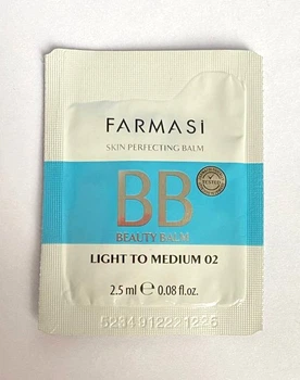 Пробник саше тестер тонального бб крема Farmasi bb cream spf15 Light to medium 02 2,5 мл