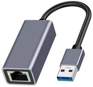 Гигабитный сетевой адаптер USB 3.0 - Ethernet Rj45 LAN 1 Гбит/с METAL Grey (487380)