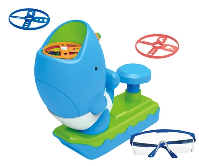 Игрушка запускалка Летающий диск Кит Flying Discs Голубой с зеленым