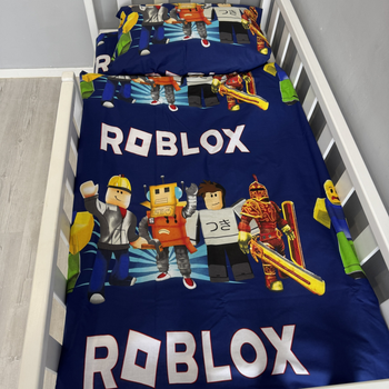 Дитяча постільна білизна полуторна темно-синя Roblox Бязь Голд Ananasko 165287