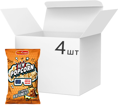 Упаковка попкорну Mr'Corn зі смаком карамелі 90 г х 4 шт (4820289960408)