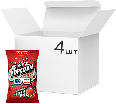 Упаковка попкорну Mr'Corn зі смаком червоної ікри 70 г х 4 шт ( 4820289960545)