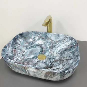 Умывальник (раковина) VBI BERGAMO BLUE TOURMALINE GLOSSY накладной
