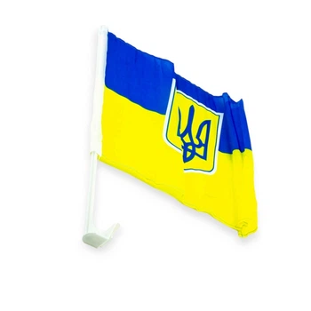 Флаг "УКРАИНА" (ткань нейлон) на Автомобиль (31см*45) с креплением