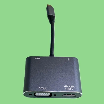 Переходник-адаптер с Type-C на HDMI+VGA+USB 3.0+Type-C