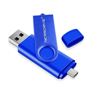 USB Флешка 2в1 64GB Type-C/USB OTG Microdrive Синий
