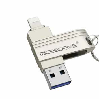 Флешка металлическая 2в1 128ГБ USB-Lightning для Apple и компьютера Microdrive A1 128GB OTG Серебряный