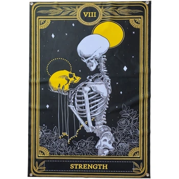 Таро баннер Strength VIII — Плакат флаг «Скелет и череп» на люверсах 100×70 см