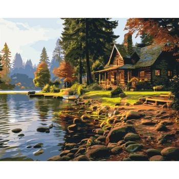 Картина за номерами Орігамі Будинок у лісі, 40x50 см (LW31250)