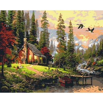 Картина по номерам Оригами Охотничий домик, 40x50 см (LW1831)
