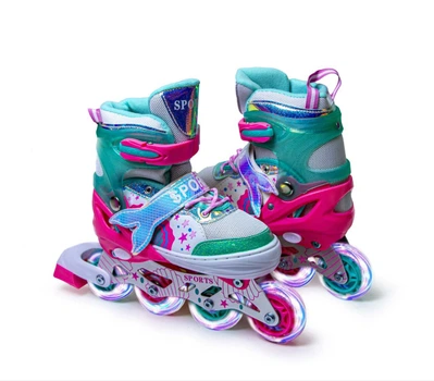 Детские раздвижные ролики Scale Sports русалки, PU колеса светятся, размер 29-32.5, Тиффани