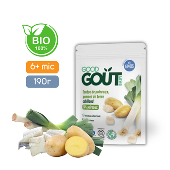 Рибно-овочеве пюре Good Gout BIO Цибуля порей з тріскою для дітей від 6 місяців, 190 г