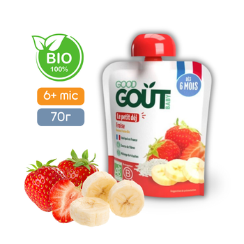 Фруктове пюре десерт Good Gout BIO Полуничний сніданок для дітей від 6 місяців, 70 г