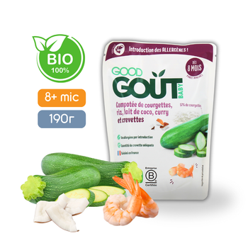 Овочеве пюре Good Gout BIO Креветки з рисом, цукіні і кокосовим молоком для дітей від 8 місяців, 190 г