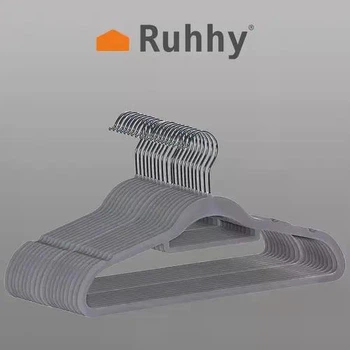 Многофункциональный набор велюровых вешалок для одежды Ruhhy СР22535, защита от заломов, 20 шт, серые