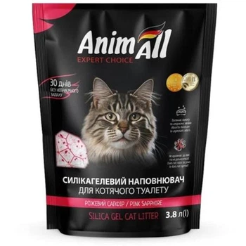 Наполнитель гигиенический силикагелевый AnimAll Розовый сапфир, для кошек 3,8 л