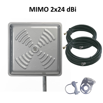 Мощная уличная антенна MIMO 2×24 дБ с комплектом кабелей 10 м, для 4G LTE модемов и маршрутизаторов, диапазон 1700–2700 МГц