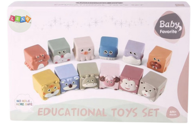 М’які кубики Lean Toys Тварини 12 елементів 24699 (5905991057499)