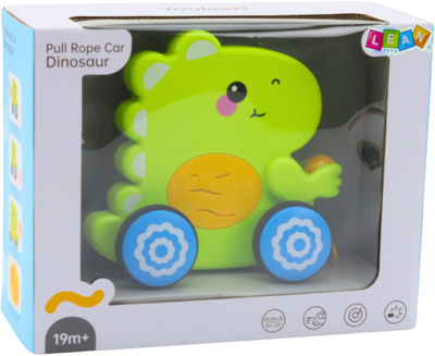 Zabawka do ciągnięcia na sznurku LEAN Toys Dinozaur z grzechotką Zielona 24614 (5905991057413)