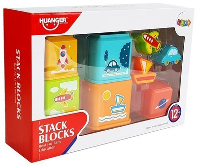 Sorter-piramidka LEAN Toys Kwadrat z obrazkami pojazdów 7156 (5905323218475)