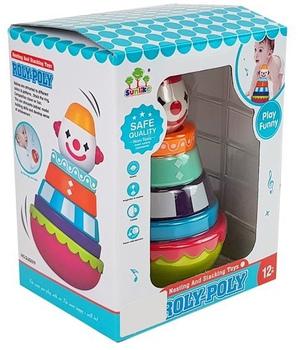 Розвиваюча пірамідка LEAN Toys Ванка Wstanka Клоун з візерунками і звуками 7973 (5905214973483)