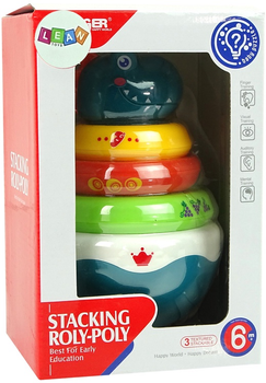 Piramidka grzechotka edukacyjna LEAN Toys Bańka Smok z obręczami 11623 (5905214973452)