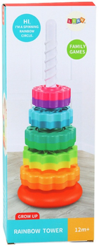 Сортер обертова пірамідка LEAN Toys з пазлом Веселкова вежа 36 см 6 шт 19701 (5905991010760)