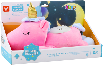 Projektor-zabawka pluszowa LEAN Toys Jednorożec usypiający z dźwiękami i szumem Różowy 22836 (5905991051855)