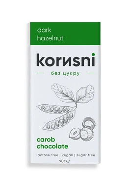 Шоколад на керобе Korysni черный "Фундук", 90г