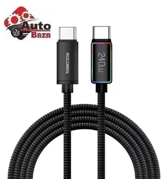 Кабель зарядки Type C - Type C для быстрой зарядки Rocoren 240W 5A PD 3.1 длина 2м семь цветов подсветки
