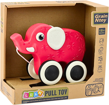 Zabawka do ciągnięcia na sznurku LEAN Toys Słonik z piszczałką Czerwona 22908 (5905991052579)
