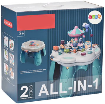 Інтерактивний столик LEAN Toys 2в1 з блоковою поверхнею синій (5905991029519)