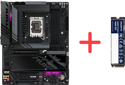 Материнська плата Gigabyte Z890 Aorus Elite Wi-Fi7 (s1851, Intel Z890, PCI-Ex16)+ SSD диск Gigabyte Gen4 4000E 500GB M.2 2280 NVMe PCIe 4.0 x4 3D NAND Flash у подарунок!
