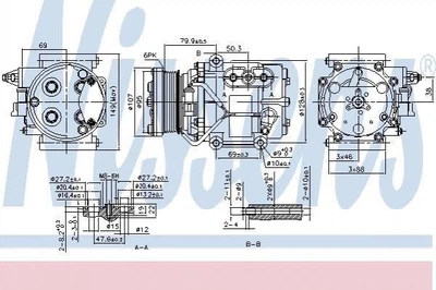 Компресор кондиціонера NISSENS 89240 Ford KA, Fiesta, Mondeo, Fusion 1S5H19D629AA, 1S5H19D629AB